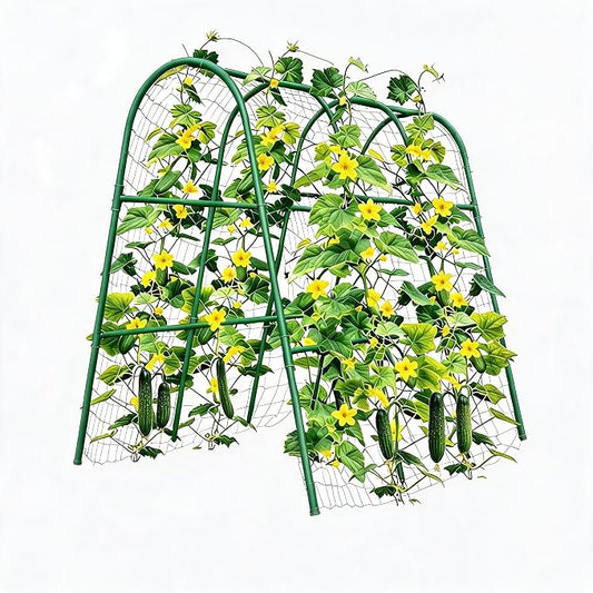Metal Garden Arch Trellis, 5.4Ft Black for Raised Beds, Plant Support for Cucumbers & Climbing Vegetables
