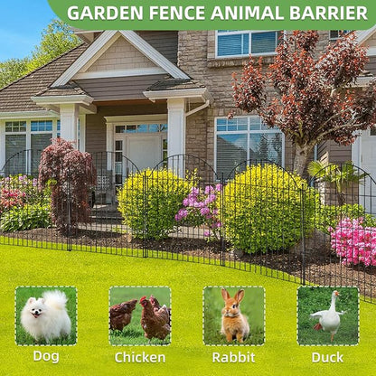 10 Panels No Dig Decorative Garden Fence for Yard, 40in (H) x 23.6ft (L) Rustproof Metal Wire Temporary Dog Fence, Animal Barrier Fencing Patio Panel Border with Temporary Ground Stakes