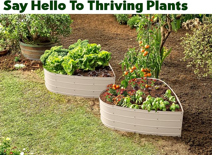 Plant & Plot Galvanized Raised Garden Beds Outdoor // Planter Raised Beds for Gardening, Vegetables, Flowers // Large Metal Garden Box (White) // Tool-Free Assembly