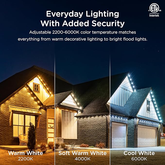 Enbrighten Eternity Permanent Outdoor Lights, 100ft with 72 RGBWIC LED Lights, App‑Controlled, Cuttable, Christmas, Accent & Year‑Round Eave Lighting, Works with Alexa & Google Home, 81103
