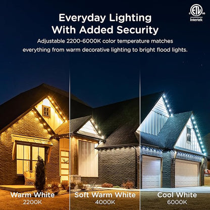 Enbrighten Eternity Permanent Outdoor Lights, 100ft with 72 RGBWIC LED Lights, App‑Controlled, Cuttable, Christmas, Accent & Year‑Round Eave Lighting, Works with Alexa & Google Home, 81103