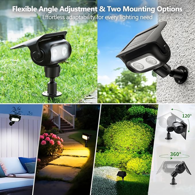 Brizled Solar Spot Light Outdoor Color Changing RGB LED Landscape Spotlight | 360° Rotation; 9 Colors & 11 Modes; IP65 Waterproof; Stake or Wall Mounted for Halloween Christmas Yard Tree Garden Pathway