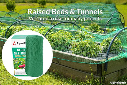 AlpineReach Garden Netting 7.5 x 65 ft Heavy Duty Bird Net, Deer, Plant Protection Extra Strong Woven Mesh, Reusable Kit with Zip Ties, Animal Fencing for Fruits Trees, Green