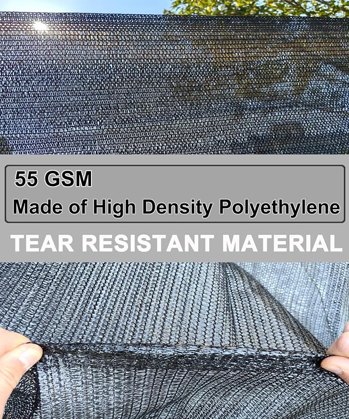 40%-50% Black Shade Cloth for Garden,6FT x 20FT Sun Block Mesh Tarp | Sun Shade Cover for Plants Cover, Greenhouse, Patio, Vegetables, Chicken Coop, Shade Net for Outdoor Protection
