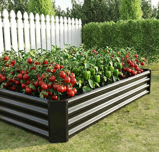 Metal Galvanized Raised Garden Bed Kit, 6 x 3 x 1 ft Galvanized Steel Raised Garden Planter Box Outdoor with Open Base for Growing Vegetables/Flowers/Herbs/Fruits/Succulents, Rectangle, Black
