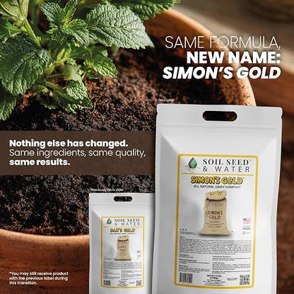 Soil Seed & Water Simon’s Gold Organic Dairy Compost – Rich, Aged Compost for Garden Beds, Raised Beds & Soil Enrichment
