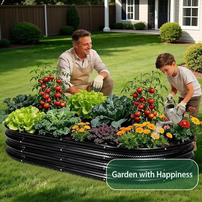 Gartist 8×4×1 ft Large Black Raised Garden Bed Planter, Easy Assembly Metal Garden Bed Outdoor for Vegetables, Flowers & Herbs