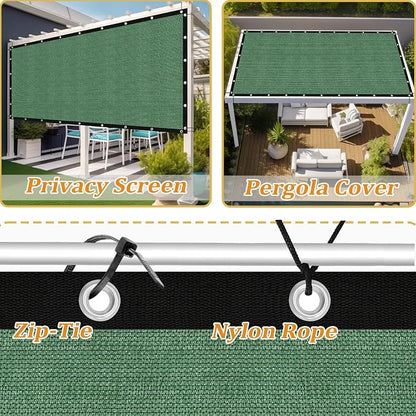 Shade&Beyond Customized Size 90% Sun Shade Cloth with Grommets, 10' X 12' Pergola Shade Cover Canopy, Mesh Tarp Sun Screens for Patio, Outdoor, Garden, Backyard GN01, Green