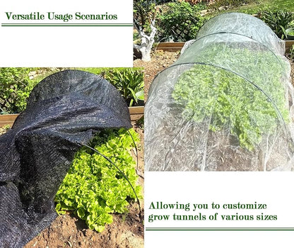 24PCS Garden Hoops Grow Tunnel Kit - 5FT Rust-Free Fiberglass Arches with Plastics Coating (6 Sets) for Raised Beds, Plant Support, Shade Cloth Net, Insect Netting & Row Cover Protection