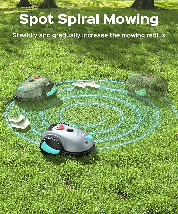 YARDCARE V100 Robotic Lawn Mower – Visual Navigation & Smart Obstacle Avoidance, Adjustable Cutting Height 0.8–2.4 in, Low-Noise Auto Mowing for Small Lawns up to 1,600 sq ft