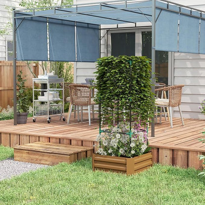Outsunny Galvanized Raised Garden Bed, 55" Tall Outdoor Planter Box with Trellis Tomato Cage and Open Bottom for Climbing Vines, Vegetables, Flowers in Backyard, Garden, Patio, Brown