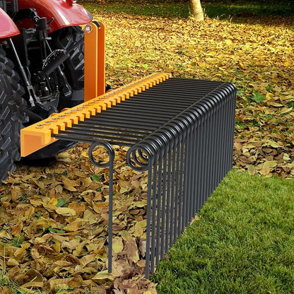 Garvee 60 Inch 3 Point Tractor Rake, Pine Straw Needle Rake | Steel Spring Landscape Rakes Durable Powder Coated Fit for Cat0,Cat1,Cat3 Tractors, Orange