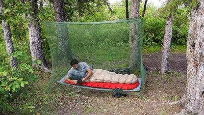 Coghlan's Double Rectangular Mosquito Net – Insect Protection for Camping, Hiking & Travel – Fits Two Sleeping Bags or Cots – Includes Setup Kit & Carry Bag – Green, 63” W x 78” L x 59” H