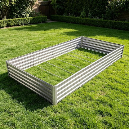TATAANTY Galvanized Raised Garden Bed 8x4x1 ft(2 Pack),Outdoor Planter Box Metal Patio Kit Planting Bed for Vegetables Flowers and Succulents,Silver