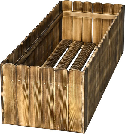 Outsunny 40" x 16" x 12" Raised Garden Bed, Raised Planter Box, Wooden Planter Raised Bed with Drainage Gaps & Lightweight Build, Natural Wood