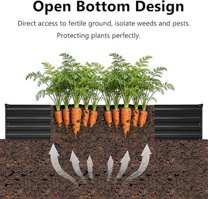 zunatu 10x2x1 ft(2 Pack) Galvanized Raised Garden Bed,Outdoor Planter Box Metal Patio Kit Planting Bed for Vegetables Flowers and Succulents,Black