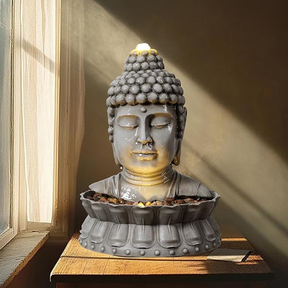 Buddha Water Fountain Outdoor, Zen Garden Fountain with LED Lighting, Serene Buddha Statue for Outdoor Decor, for Mom, Men and Women