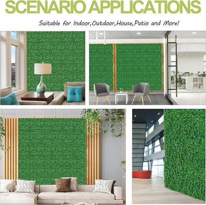 AOKIIE 20"x20" Artificial Grass Wall 24Pcs UV-Anti Boxwood for Outdoor | Grass Wall Panels UV-Anti & Weatherproof Boxwood Hedge, Privacy Greenery Screen for Outdoor Patio, Garden Fence Backdrop