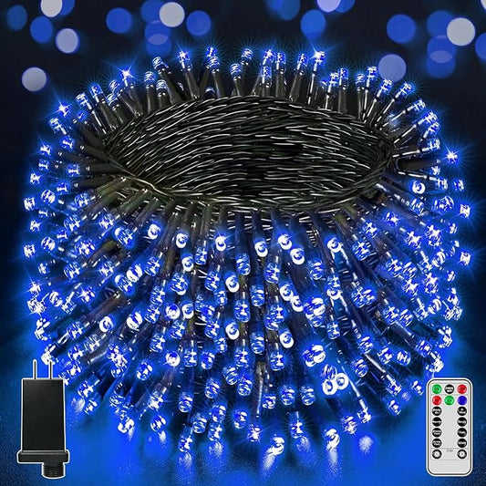 BrightChristmas 500 LED 164 FT Christmas Lights, Waterproof Outdoor String Lights with Remote and Timer, Christmas Tree Lights with 8 Modes Dimmable, Fairy Lights for Holiday Decor (Blue)