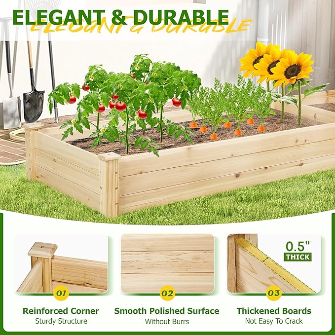 Incbruce 95x24x10 in Wooden Raised Garden Bed Planter, Bolt Assembly Elevated Flower Bed Boxes Kit for Vegetable Flower Gardening, Natural