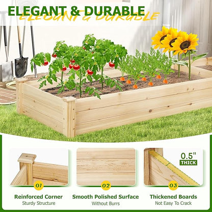 Incbruce 95x24x10 in Wooden Raised Garden Bed Planter, Bolt Assembly Elevated Flower Bed Boxes Kit for Vegetable Flower Gardening, Natural