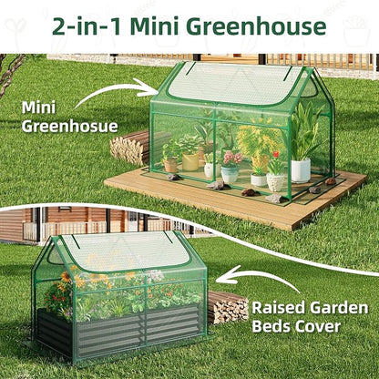 Superlele Mini Greenhouse for Outdoor, 4x2x3FT Portable Greenhouse with 2 Large Zipper Doors, Reinforced Green PE Mesh Cover for Plant Protection and Winter Gardening, Steady Steel Frame