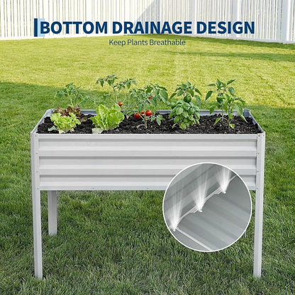48×24×55in Large Metal Raised Garden Bed with Legs and Cover, Galvanized Oval Raised Bed Planter with Leg for Vegetables and Flowers, Build-in Spray Tube Effortless Watering | Elevated Metal Planter with Built-In 3-Spray Nozzle Watering System, Drain T...