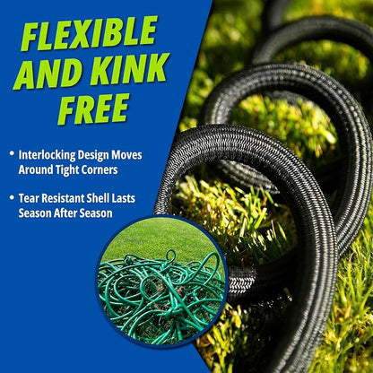 Hydrosteel 50 Ft Heavy Duty Metal Garden Hose with Nozzle | Made from 304 Stainless Steel, Flexible, Lightweight, Crush Resistant Fittings, Kink Free, 5/8” Diameter, 600 PSI Water Flow