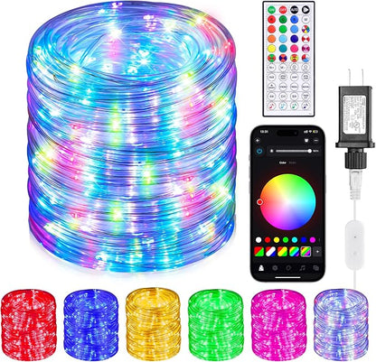 132FT 400 LED Rope Lights Outdoor, Waterproof 16 Million Colors Changing Fairy String Lights Plug in with Remote & APP Control, Smart Music Sync Twinkle Lighting for Outside Indoor Christmas