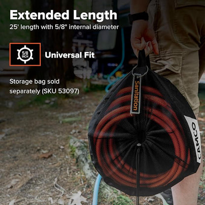 Camco Rhino 25-Ft Clean-Out Camper/RV Black Water Hose - Features a Heavy-Duty PVC Design & Bright Orange Color - Clean-Out Camper Black Water, Grey Water or Tote Tanks - 5/8” Inside Diameter (22990)