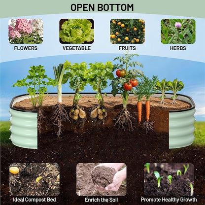Garvee Galvanized Raised Garden Bed, 2Pcs Raised Garden Beds Outdoor, Rectangle Planter Raised Beds with Gloves and Rubber Edge Trim for Vegetables, Flowers and Herbs, 4x2x1 FT, Green