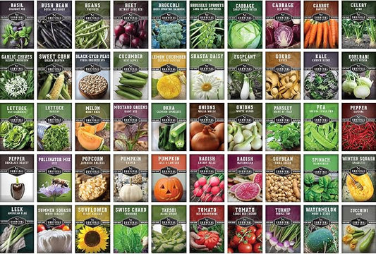 Homesteader 50 Pack Seed Vault for Planting Victory Gardens | Non-GMO Heirloom Vegetable, Fruit, Herb Seeds to Grow Food for Storage, Emergency Preparedness - Survival Garden Seeds