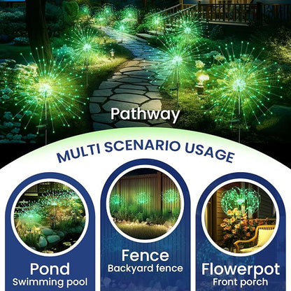 GIGALUMI Garden Outdoor Decor Lights 120LED 4Pack, Solar Garden Lights for Yard Outside Fairy Decorative,Solar Powered for Yard Pathway Flowerbed Planter Balcony Patio Decor（Green）