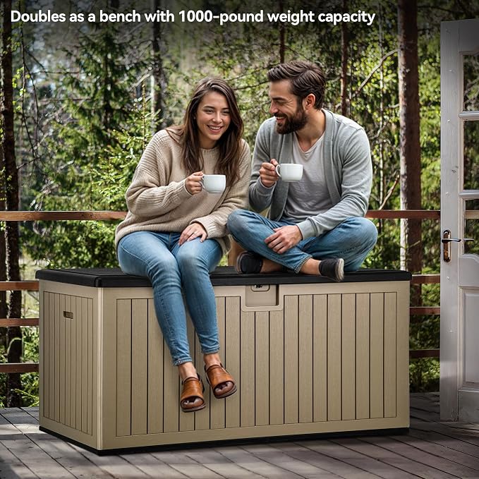 YITAHOME XXL 260 Gallon Large Deck Box | Outdoor Storage for Patio Furniture Cushions,Garden Tools and Pool Equipment with Flexible Divider,Waterproof,Lockable