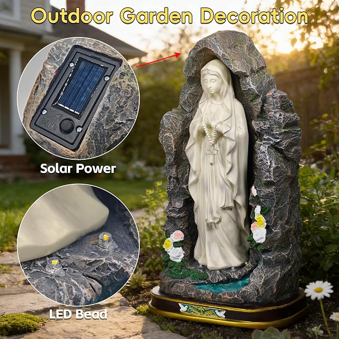 18" Catholic Virgin Mary Statue - Praying Blessed Mother Mary Statue for Altar Devout Home Yard Patio Lawn Hallway Decor,Outdoor Catholic Resin Sculpture Decoration, Religious Gifts to Mom