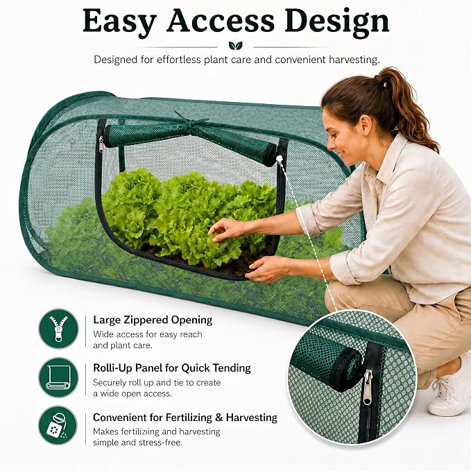 2 Pack Pop Up Mesh Plant Cover, 33% Sunblock Garden Covers for Raised Beds, Breathable Garden Netting for Raised Beds with 8 Stakes for Protecting Seedlings Fruits(44 x 22 x 17.5 in)