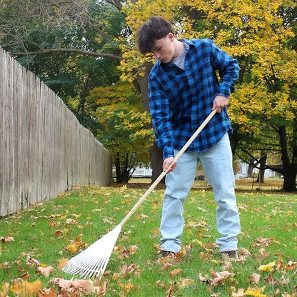 Leaf Rake – 22.5" Resin Head – 48" Hardwood Handle, White