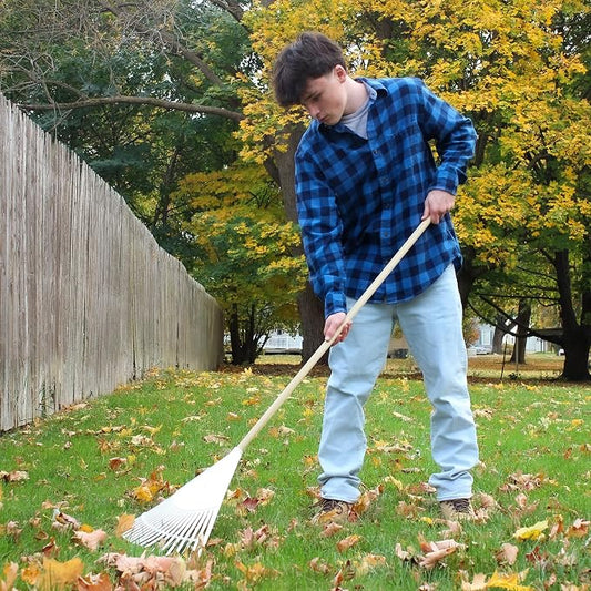 Leaf Rake – 22.5" Resin Head – 48" Hardwood Handle, White