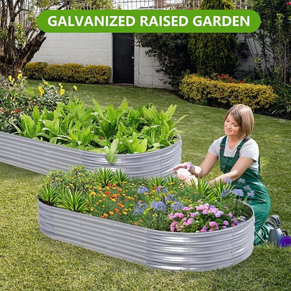 Galvanized Raised Garden Bed, 8x4x1 FT Thickening Planter Boxes Outdoor, Raised Beds for Gardening, Easy Assembly Large Garden Bed for Vegetables, Fruits, Flowers (2-Pack)