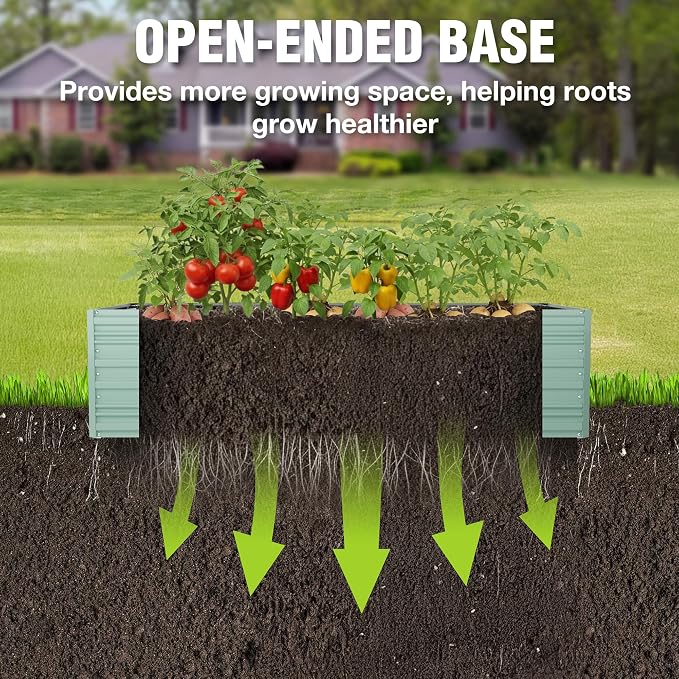 WORKPRO 7.5x4x2ft Outdoor Galvanized Raised Garden Bed, Rust-Resistant Planter Raised Beds for Vegetable, Flowers, Herbs, Light Green