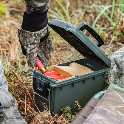 Sheffield 12626 Ammo Storage Box, Stackable .30 Cal Field Boxes, Water and Dust Resistant, Lockable Storage Box with Handle, Secures Hunting Gear, Supplies, and Bullets, Made in USA, Green, 1-Pack | Lockable Storage Box, Water and Dust Resistant Dry Bo...
