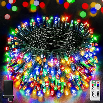 BrightChristmas 500 LED 164 FT Christmas Lights, Waterproof Outdoor String Lights with Remote and Timer, Christmas Tree Lights with 8 Modes Dimmable, Fairy Lights for Holiday Decor (Multicolor)