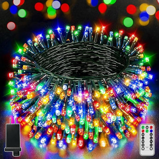 BrightChristmas 500 LED 164 FT Christmas Lights, Waterproof Outdoor String Lights with Remote and Timer, Christmas Tree Lights with 8 Modes Dimmable, Fairy Lights for Holiday Decor (Multicolor)