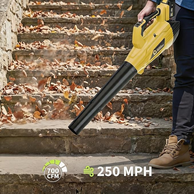 GarveeTech Electric Leaf Blower with Battery and Charger | Cordless Leaf Blower with 700CFM & 250MPH, 20V Handheld Battery Leaf Blowers for Lawn Care, Leaves Cleaning, Dust Blowing
