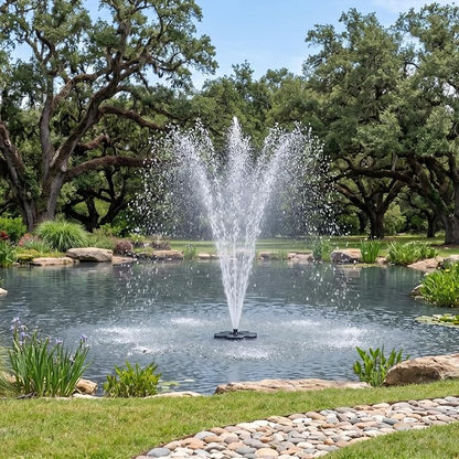 Half Off Ponds 1.5 HP Floating Fountain & Aerator | 12,500 GPH output, 11 spray patterns, Color-changing LED lights, 100 ft cord, Energy-efficient design
