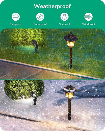 EDISHINE 8 Pack Low Voltage Landscape Lights Kit, 3W 120LM LED Pathway Lights & 3.2W 240LM Spotlights, 12V Outdoor Landscape Lighting with Connectors, Aluminum Landscape Light for Yard Path, Garden