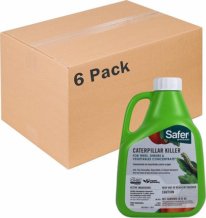 Safer Brand 16oz Caterpillar Killer Concentrate - 6 pack 5163-6 | Kills Caterpillars, Gypsy Moth Larvae, Worms & Cabbage Loopers, Organic Pest Control Spray, Outdoor Use in Plants & Gardens