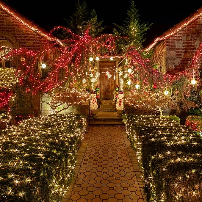 TW SHINE Warm White Solar String Lights Outdoor, Total 80 FT 240 LED Solar Powered Waterproof Fairy Lights 8 Modes Copper Wire Lights for Christmas Party Tree Wedding Yard Decorations, 2 Pack