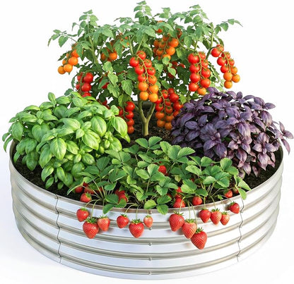 Utopia Home Galvanized Raised Garden Bed Kit 2x2x1 Ft, Planter Box Round Raised Garden Beds Outdoor, Easy Assembly Metal Raised Bed for Gardening Vegetables, Fruits, Flowers, Pack of 1, Silver