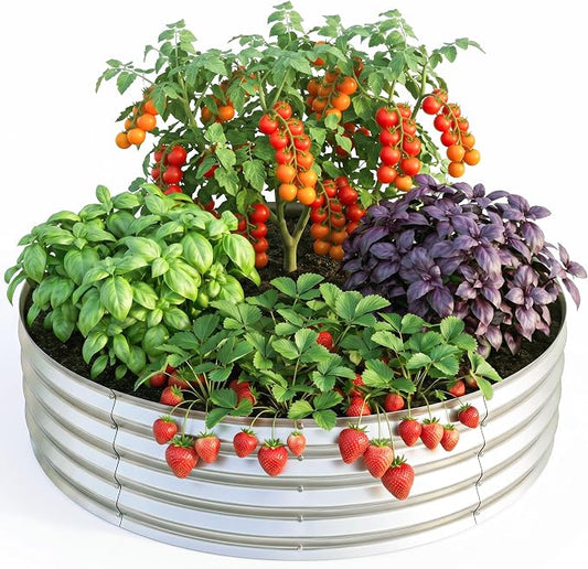 Utopia Home Galvanized Raised Garden Bed Kit 2x2x1 Ft, Planter Box Round Raised Garden Beds Outdoor, Easy Assembly Metal Raised Bed for Gardening Vegetables, Fruits, Flowers, Pack of 1, Silver